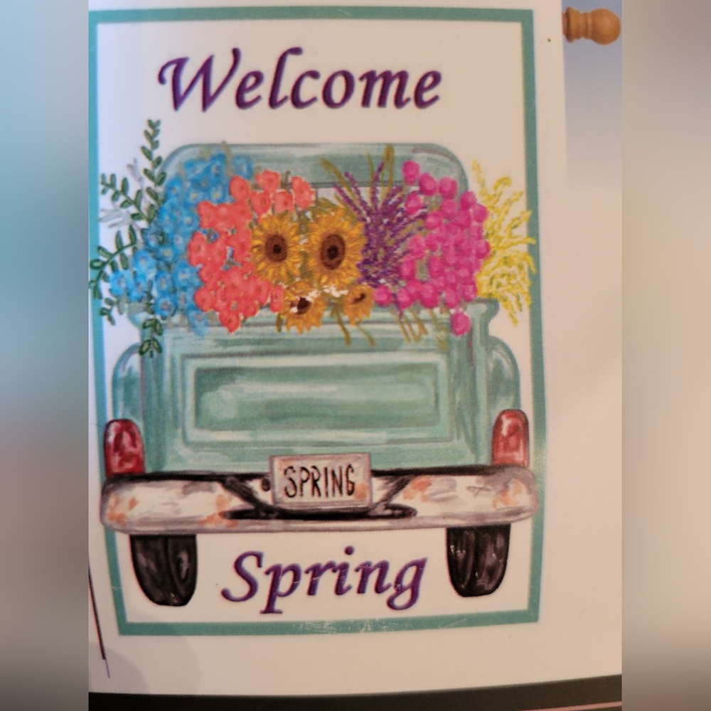 Flags galore standard size welcome spring flag with blue